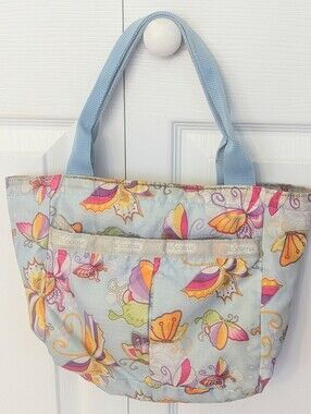 LeSportsac Light Blue Butterfly Print Small Tote